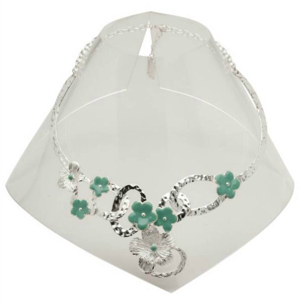 NEW KARINE SULTAN enameled leaf bib necklace in color
